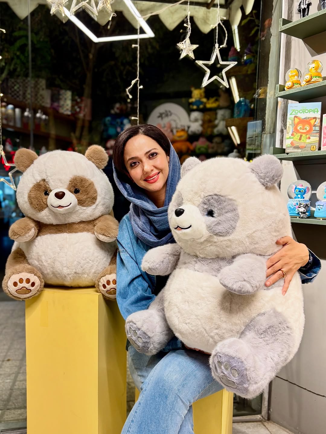 عروسک پاندا ۵۵ سانت قهوه ای و خاکستری